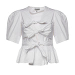 Topwear WASHED STRETCH COTTON TIE STRAP BLOUSE BRIGHT WHITE W0309 151 151 GANNI