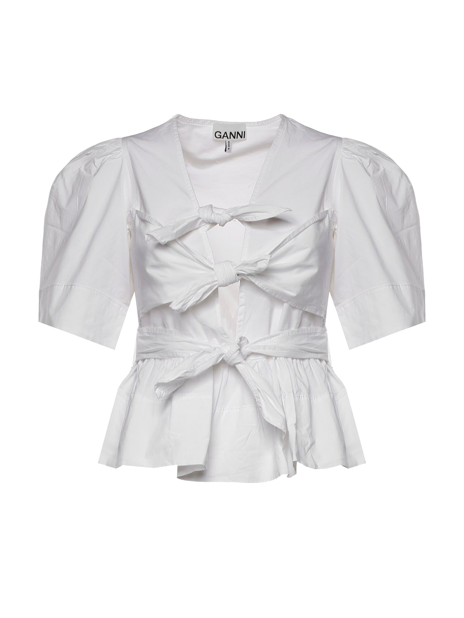 Topwear WASHED STRETCH COTTON TIE STRAP BLOUSE BRIGHT WHITE W0309 151 151 GANNI