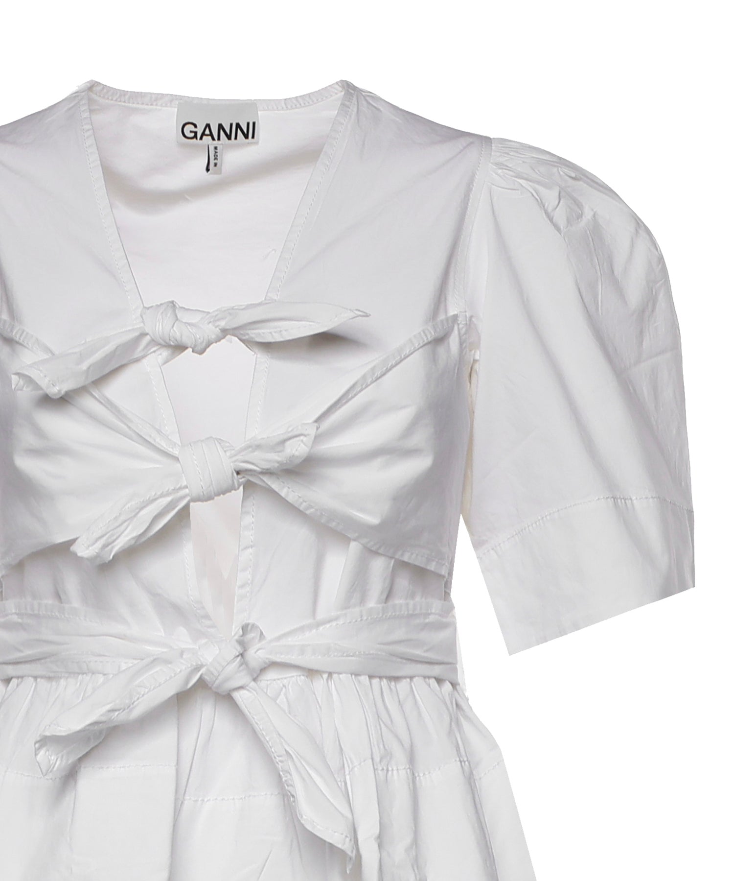 Topwear WASHED STRETCH COTTON TIE STRAP BLOUSE BRIGHT WHITE W0309 151 151 GANNI