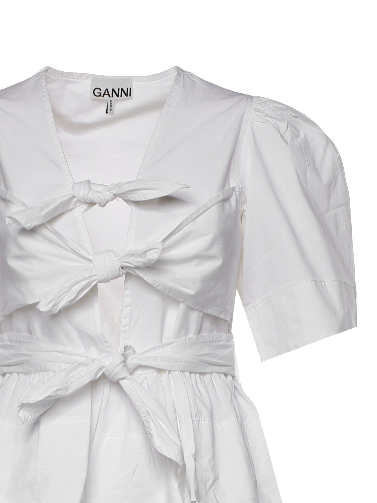 Topwear WASHED STRETCH COTTON TIE STRAP BLOUSE BRIGHT WHITE W0309 151 151 GANNI