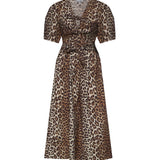 Abiti PRINTED COTTON TIE STRAP MIDI DRESS LEOPARD W0373 943 943 GANNI