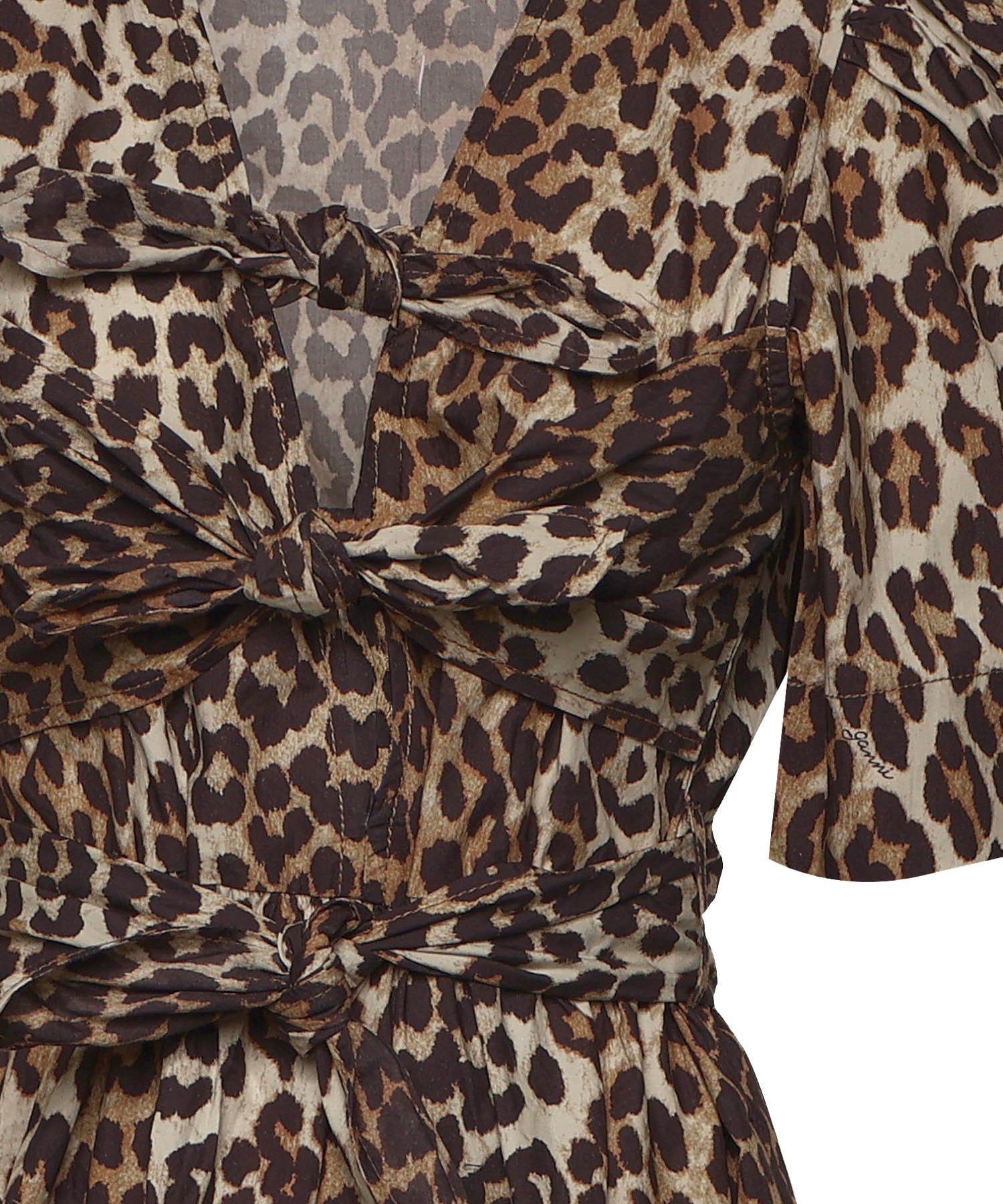 Abiti PRINTED COTTON TIE STRAP MIDI DRESS LEOPARD W0373 943 943 GANNI