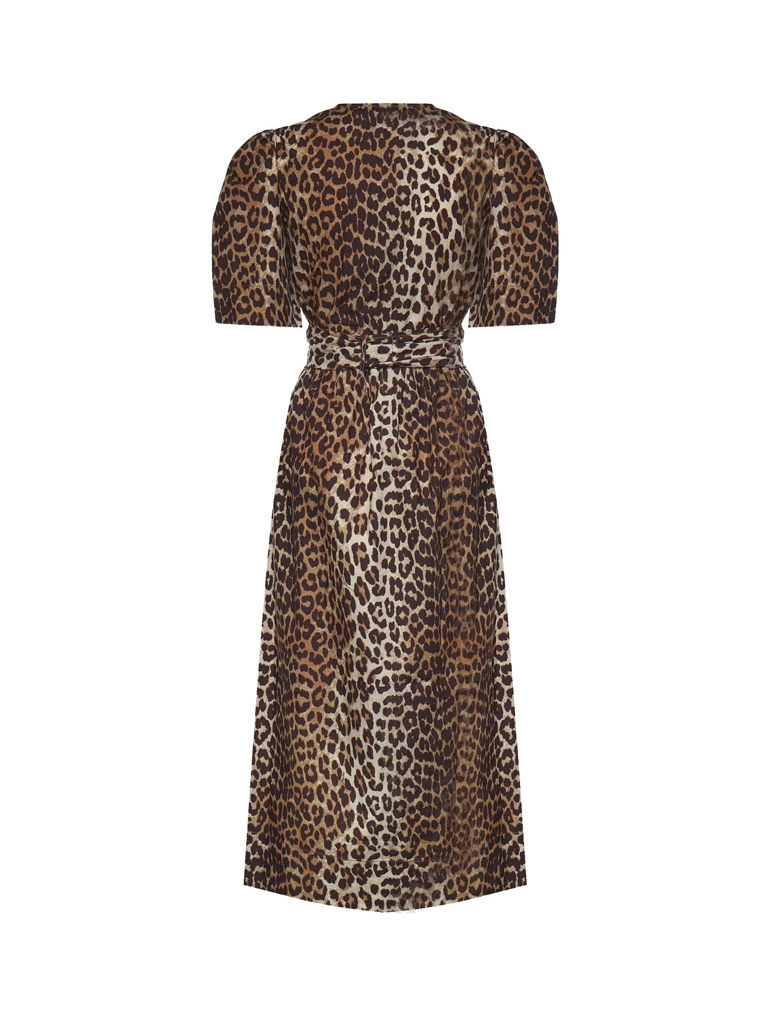 Abiti PRINTED COTTON TIE STRAP MIDI DRESS LEOPARD W0373 943 943 GANNI
