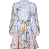 Abiti REBELLION BUTTON MINI DRESS BLUE AVIARY 9142DC261 BLAV BLAV ZIMMERMANN