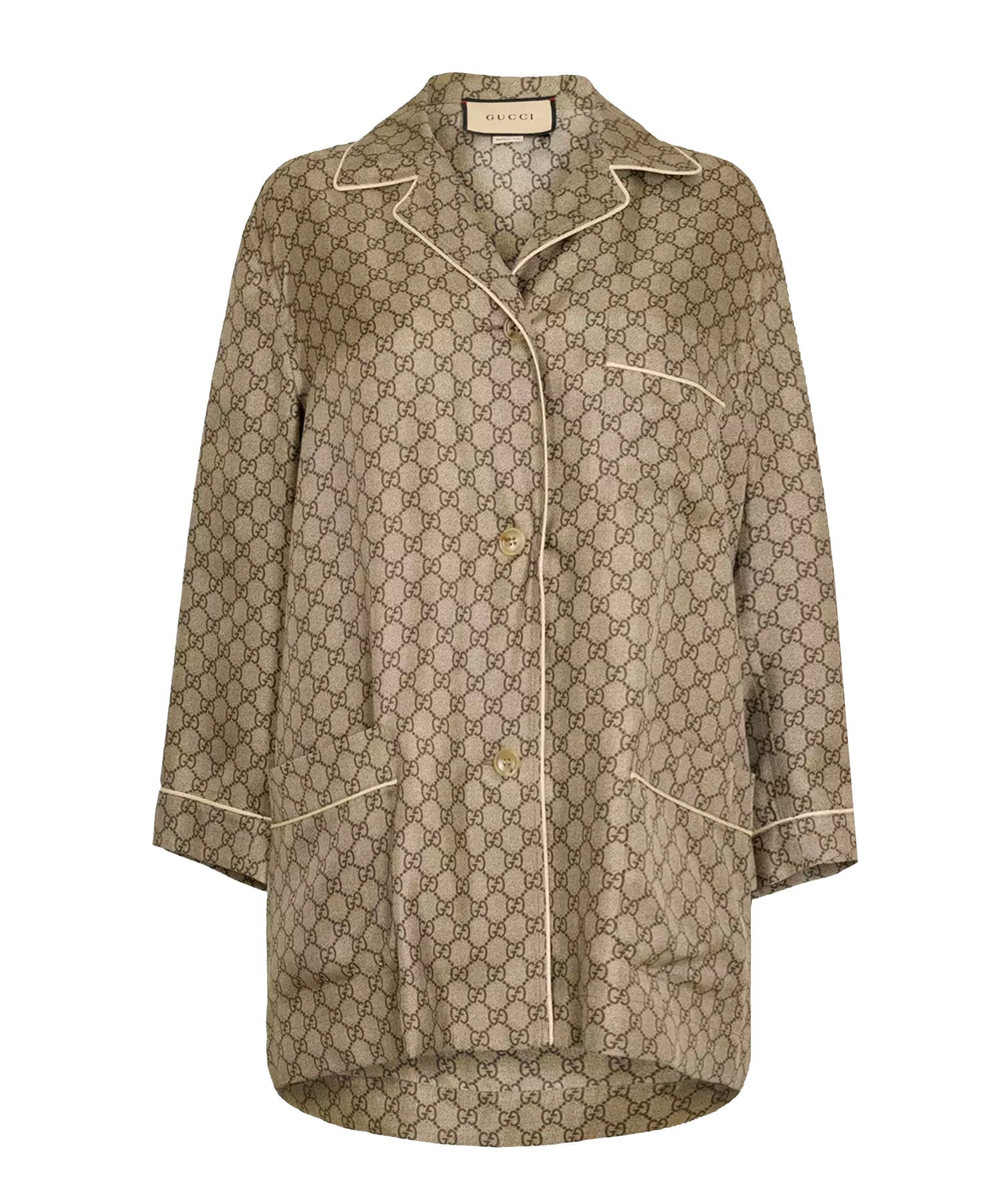 Camicie SHIRT SILK TWILL W/GG PRINT 2275 40 MAHOGANY 752917 ZANRP 2275 2275 GUCCI