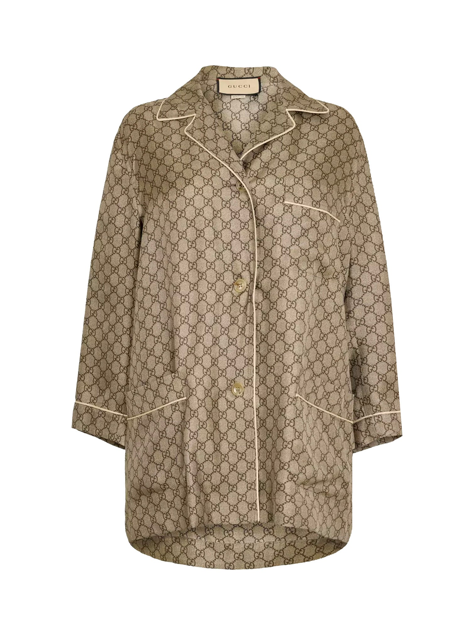 Camicie SHIRT SILK TWILL W/GG PRINT 2275 40 MAHOGANY 752917 ZANRP 2275 2275 GUCCI