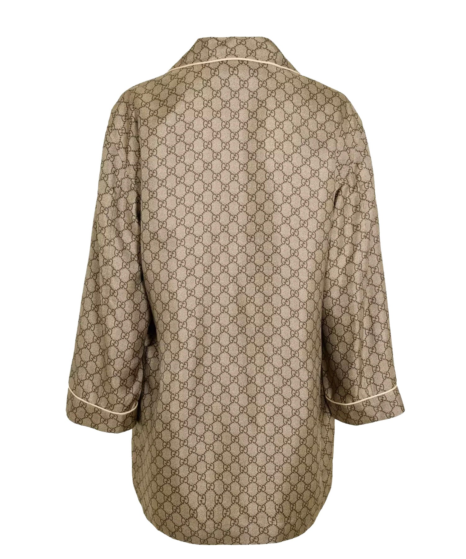 Camicie SHIRT SILK TWILL W/GG PRINT 2275 40 MAHOGANY 752917 ZANRP 2275 2275 GUCCI