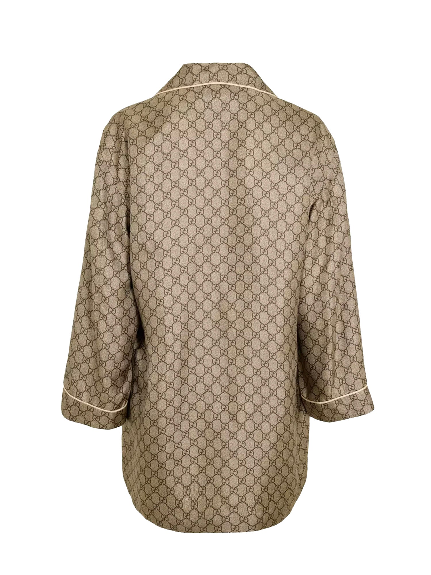 Camicie SHIRT SILK TWILL W/GG PRINT 2275 40 MAHOGANY 752917 ZANRP 2275 2275 GUCCI