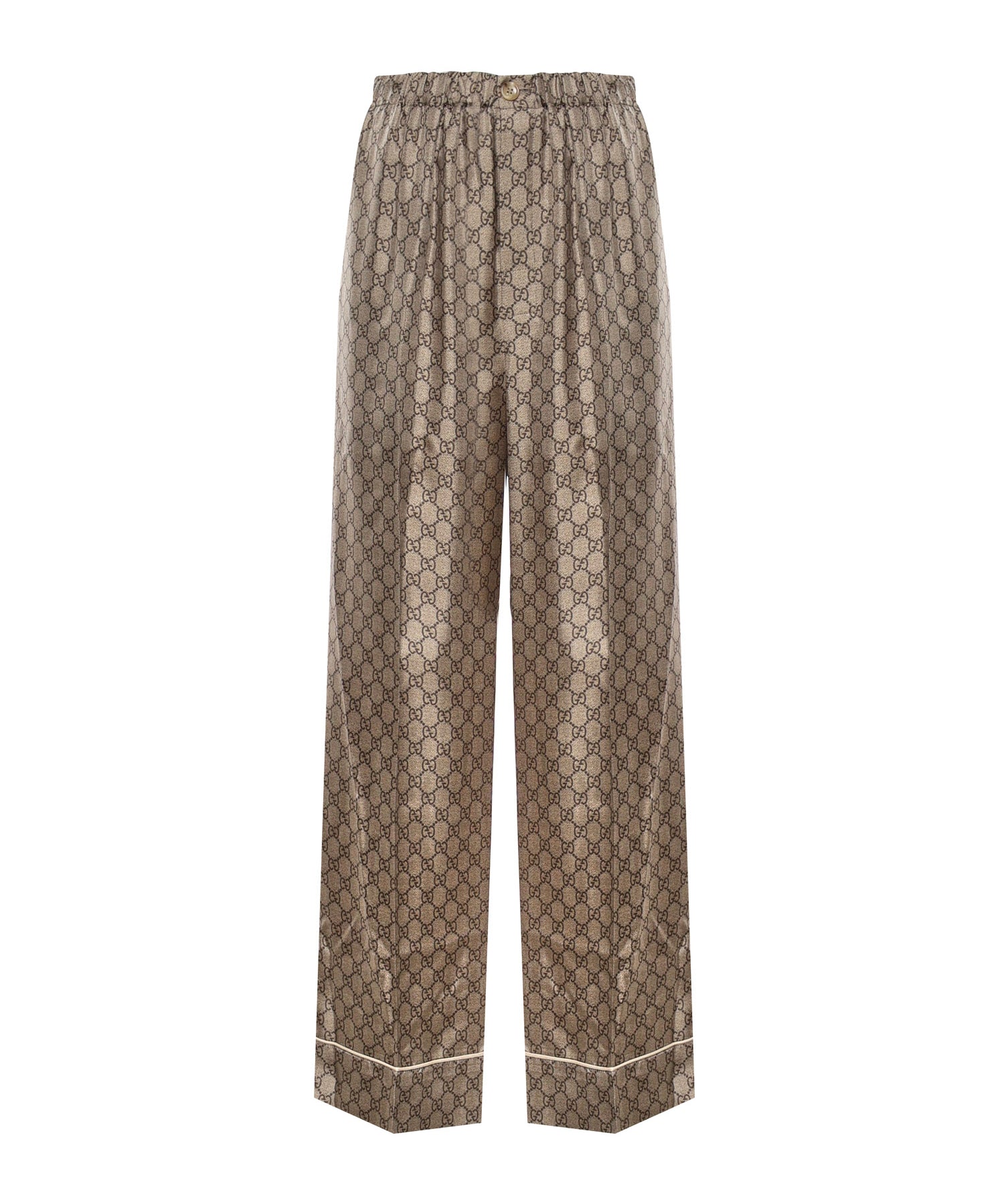 Pantaloni PANT SILK TWILL W/GG PRINT 2184 40 DARK BROWN 756503 ZANRP 2184 2184 GUCCI