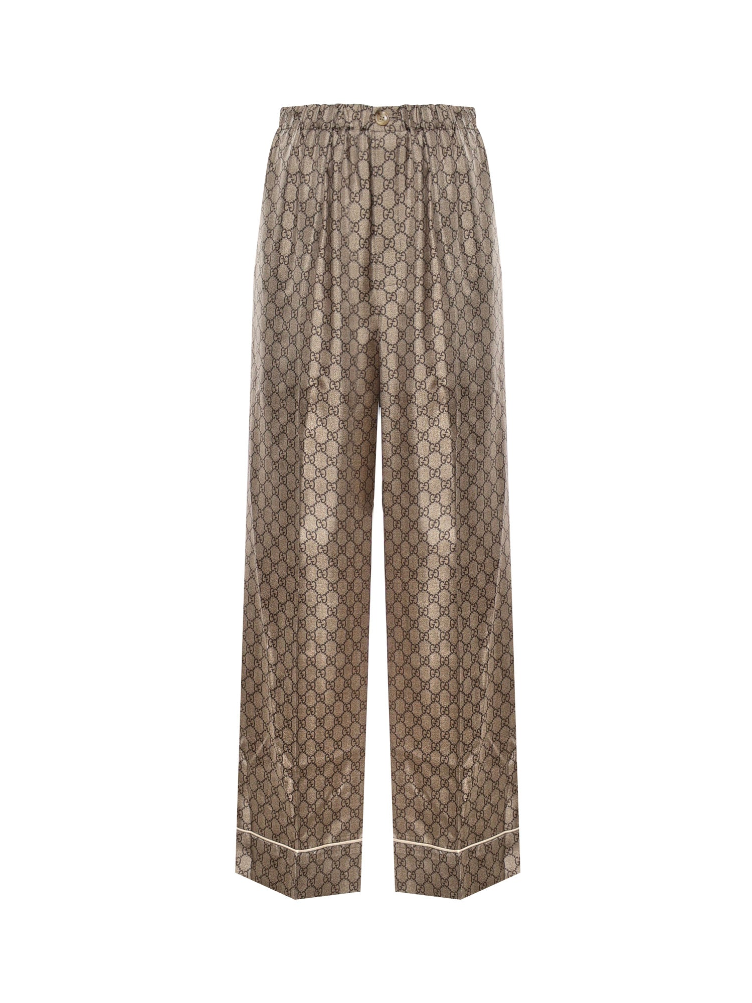 Pantaloni PANT SILK TWILL W/GG PRINT 2184 40 DARK BROWN 756503 ZANRP 2184 2184 GUCCI
