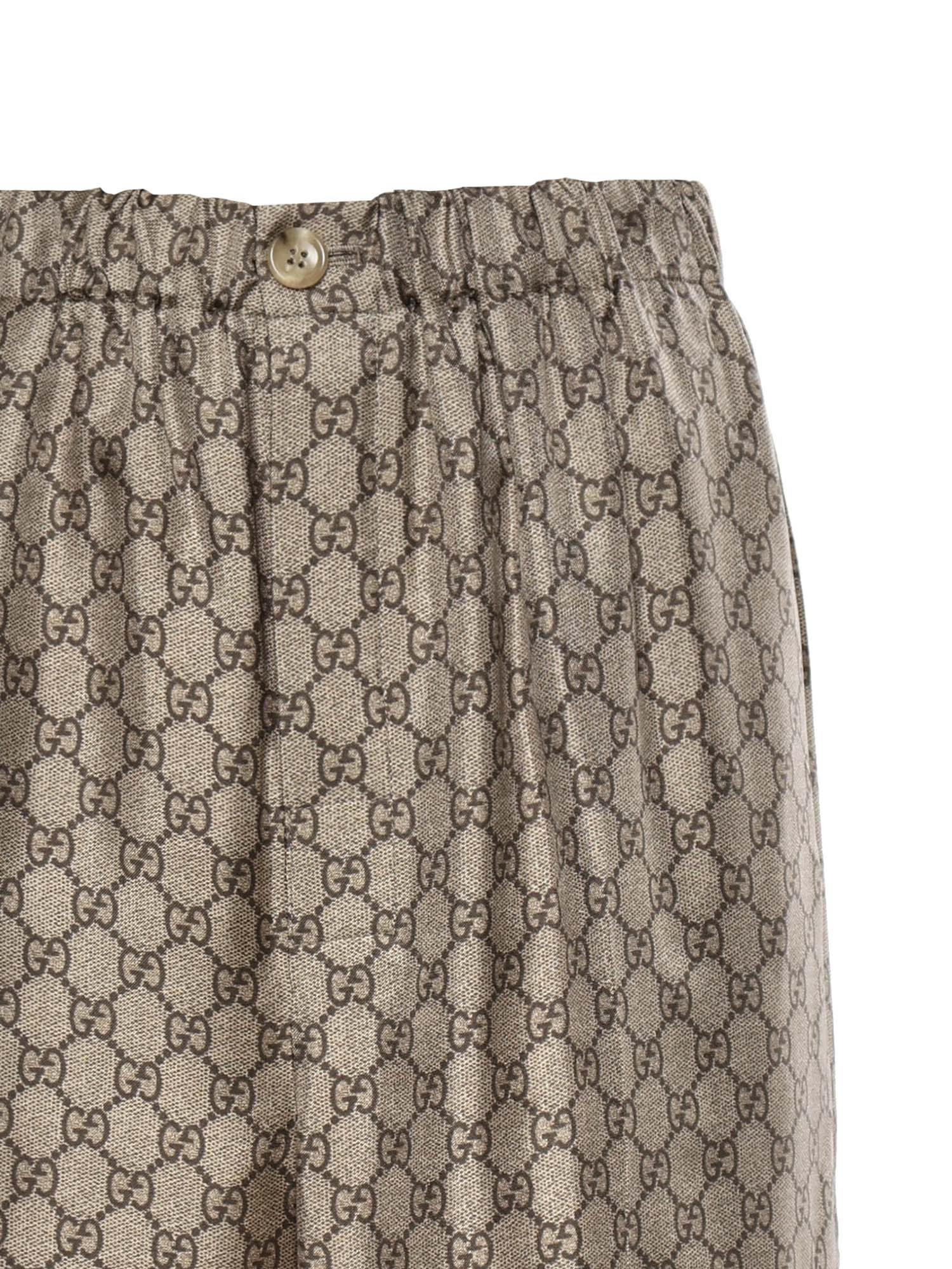 Pantaloni PANT SILK TWILL W/GG PRINT 2184 40 DARK BROWN 756503 ZANRP 2184 2184 GUCCI
