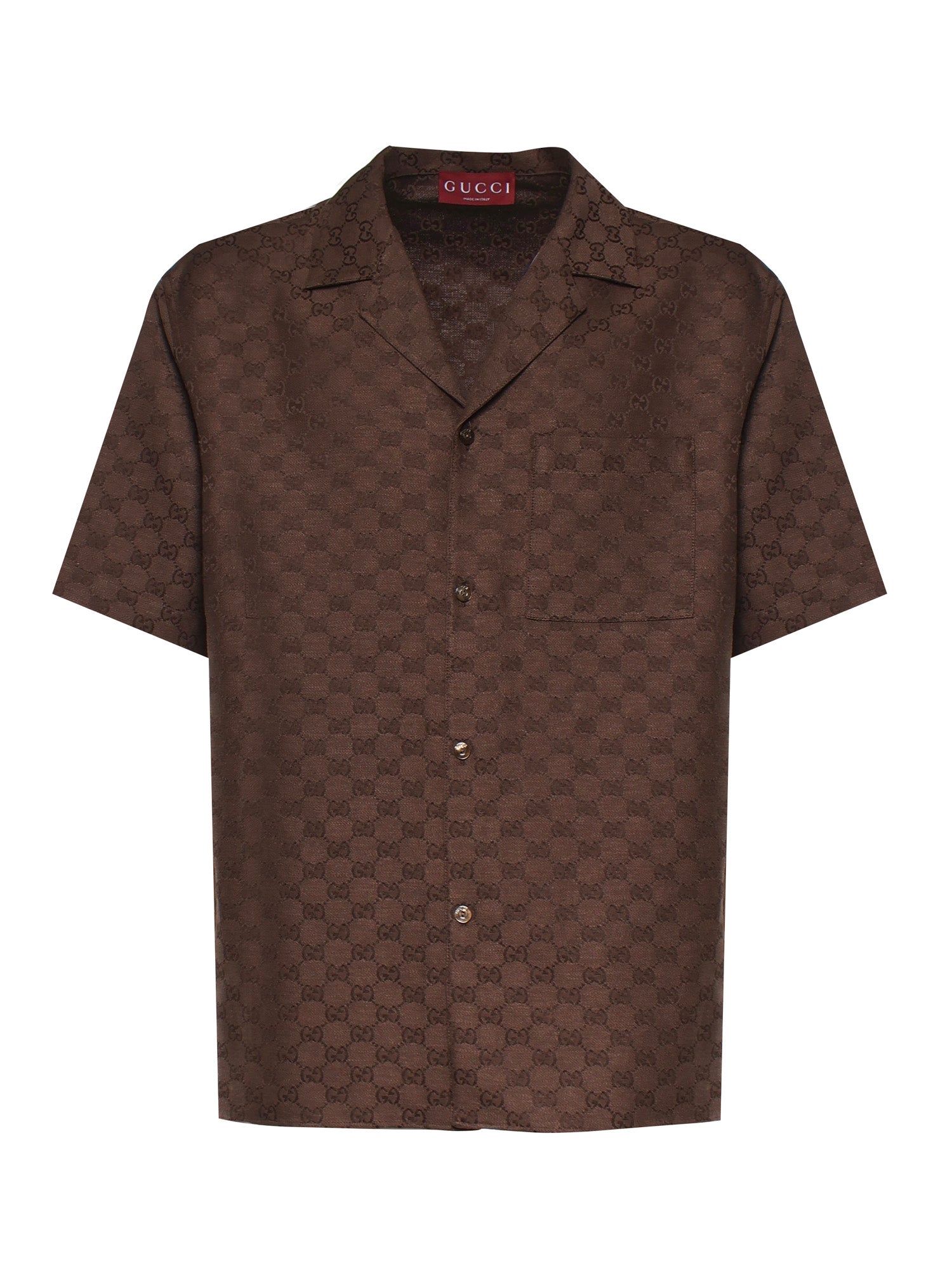 Camicie DISCO BOWLING SHIRT LINEN BLEN 2063 46 COFFEE 794907 ZAM7G 2063 2063 GUCCI