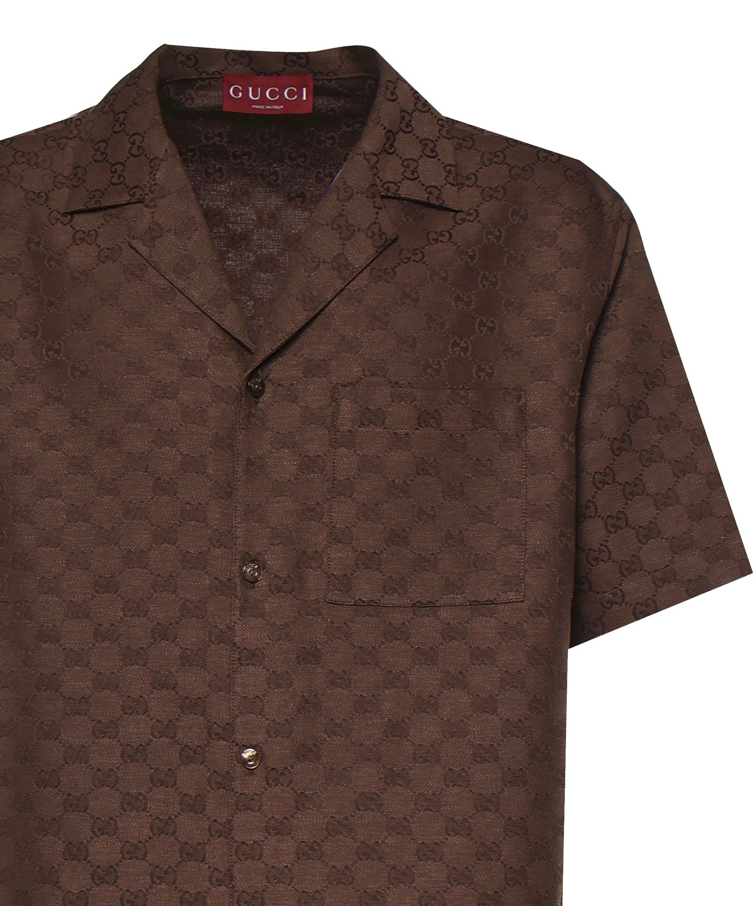 Camicie DISCO BOWLING SHIRT LINEN BLEN 2063 46 COFFEE 794907 ZAM7G 2063 2063 GUCCI