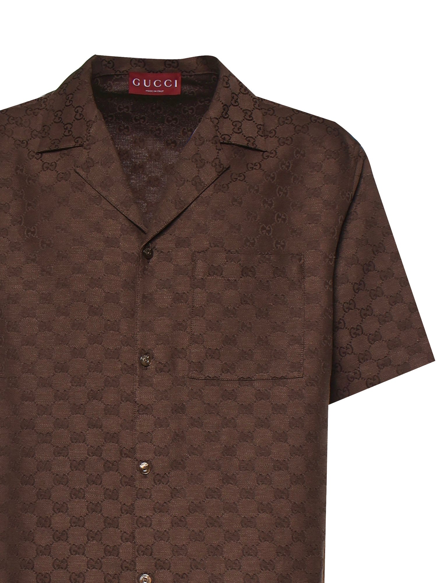 Camicie DISCO BOWLING SHIRT LINEN BLEN 2063 46 COFFEE 794907 ZAM7G 2063 2063 GUCCI