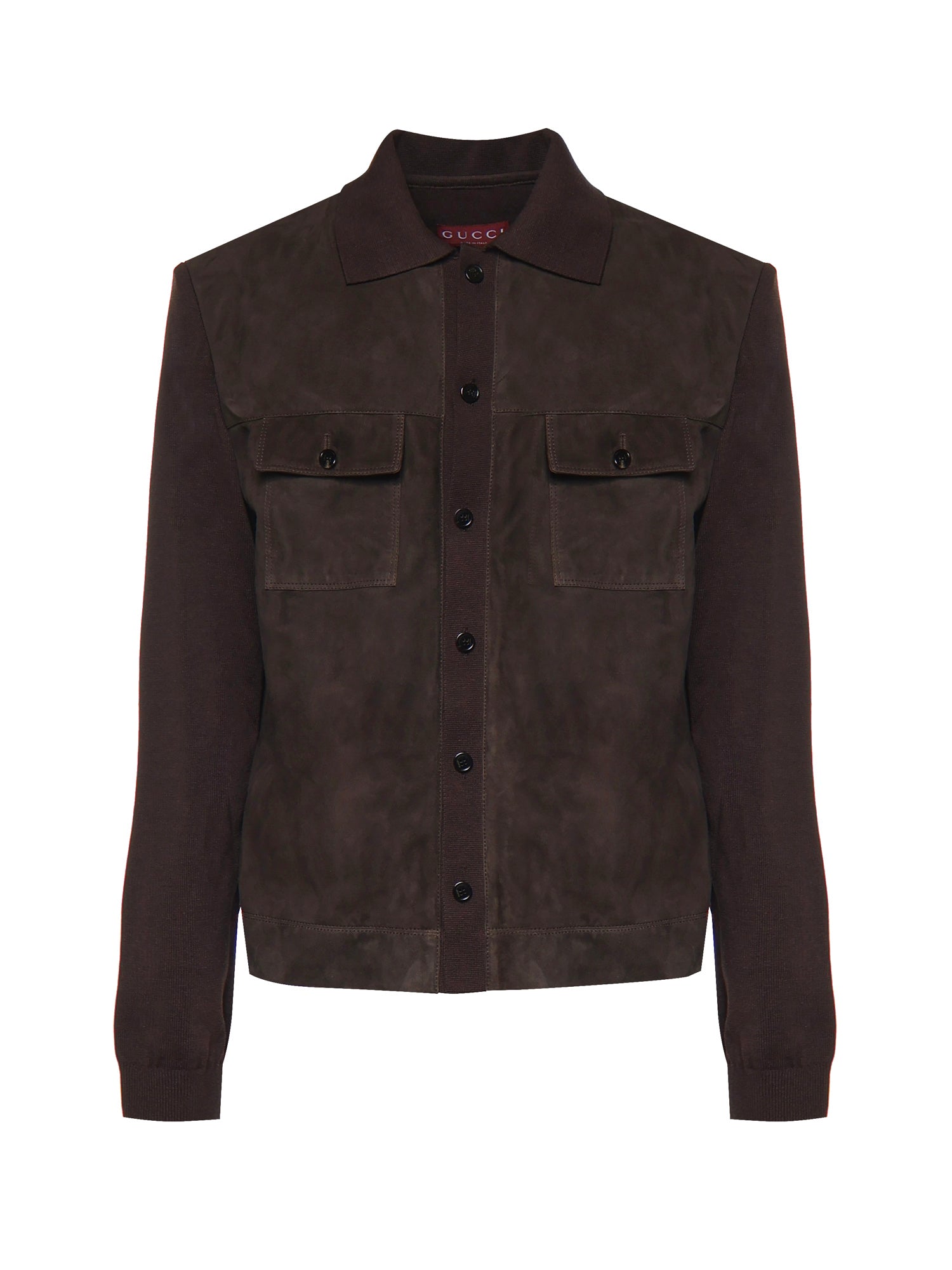 Camicie L/S SHIRT SOFT SUEDE W/KNIT PA 2130 50 DARK BROWN 847806 XNBB6 2130 2130 GUCCI