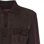 Camicie L/S SHIRT SOFT SUEDE W/KNIT PA 2130 50 DARK BROWN 847806 XNBB6 2130 2130 GUCCI