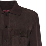 Camicie L/S SHIRT SOFT SUEDE W/KNIT PA 2130 50 DARK BROWN 847806 XNBB6 2130 2130 GUCCI