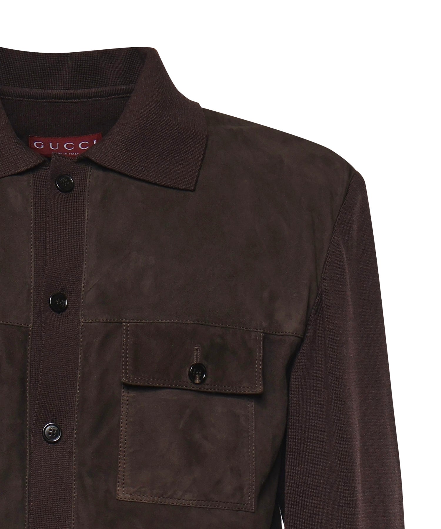 Camicie L/S SHIRT SOFT SUEDE W/KNIT PA 2130 50 DARK BROWN 847806 XNBB6 2130 2130 GUCCI