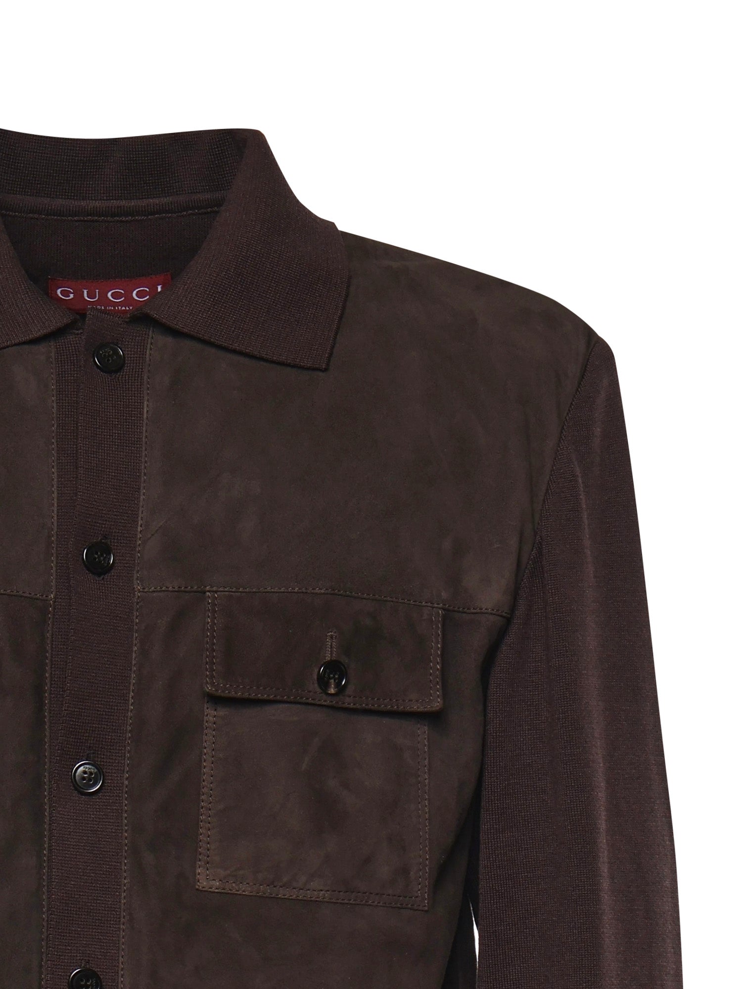 Camicie L/S SHIRT SOFT SUEDE W/KNIT PA 2130 50 DARK BROWN 847806 XNBB6 2130 2130 GUCCI