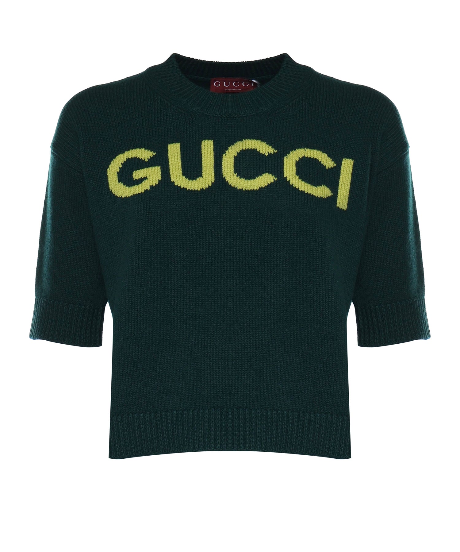 Maglieria S/S TOP SOFT WOOL W/GUCCI 3027 S DARK GREEN BOTTLE 851972 XKEBC 3027 3027 GUCCI