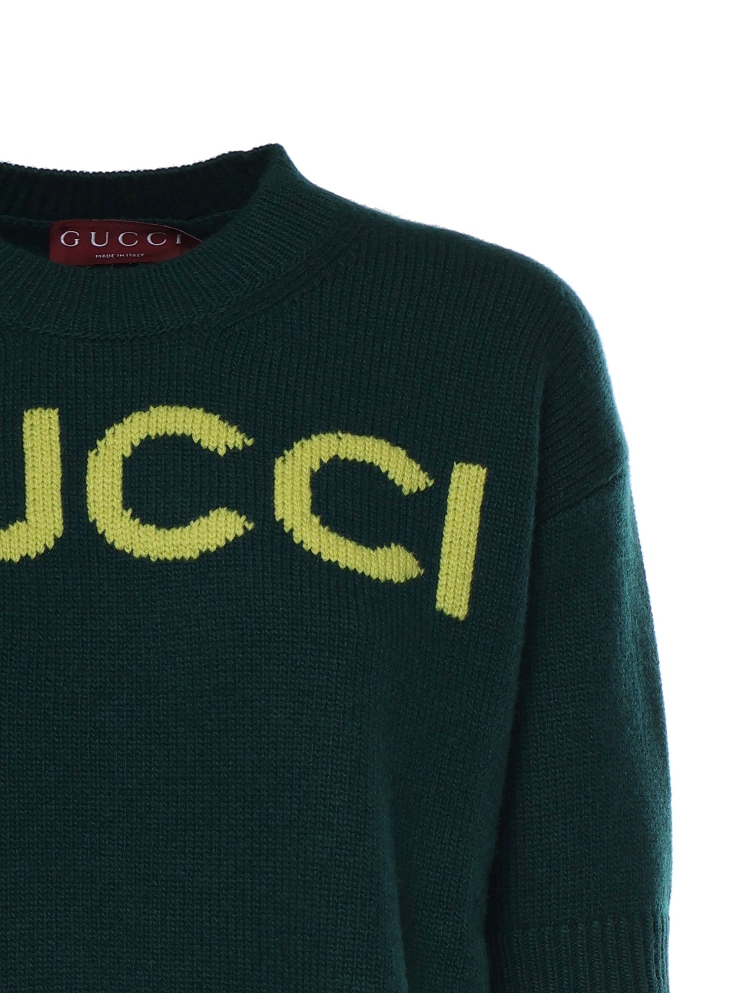 Maglieria S/S TOP SOFT WOOL W/GUCCI 3027 S DARK GREEN BOTTLE 851972 XKEBC 3027 3027 GUCCI