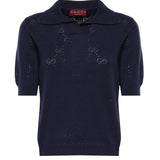 Maglieria POLO CTN SLK ALLOVR PIERCED GG 4522 S PERIWINKLE 856203 XKFCO 4522 4522 GUCCI