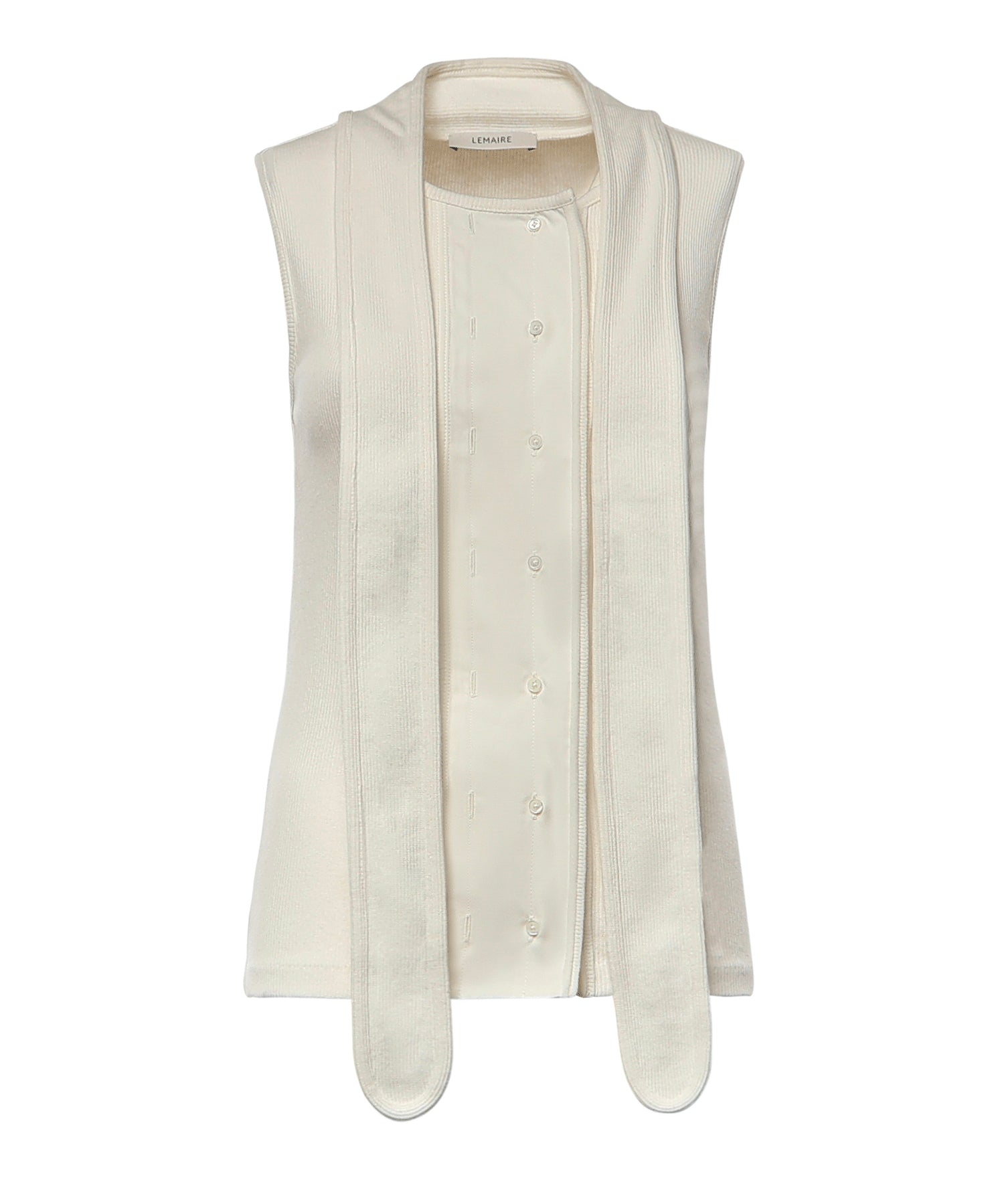 Topwear ASYMMETRICAL FITTED TOP MILK TS0004 LJ1030 WH086 WH086 LEMAIRE