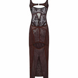 Abiti ABITO MIDI PIZZO BROWN 260WCW00284 MIX079AA 064 064 THE Attico
