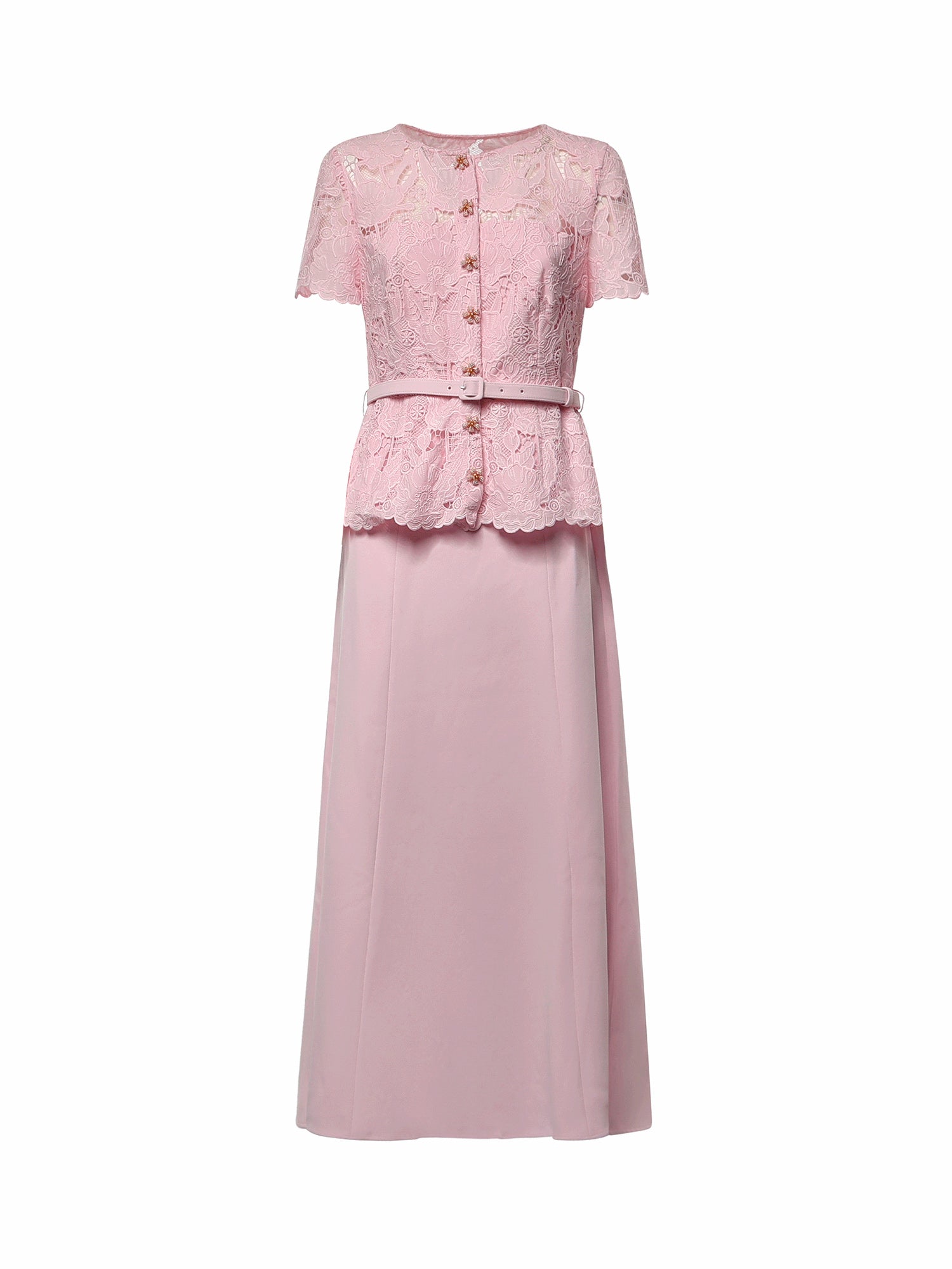 Abiti PINK LACE CREPE MIDI DRESS SS26 020M P P SELF-PORTRAIT