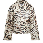 Giubbini  PRINTED LAMINATED COTTON CANVAS BARN JACKET EGRET A1130009 135 135 GANNI