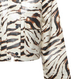 Giubbini  PRINTED LAMINATED COTTON CANVAS BARN JACKET EGRET A1130009 135 135 GANNI
