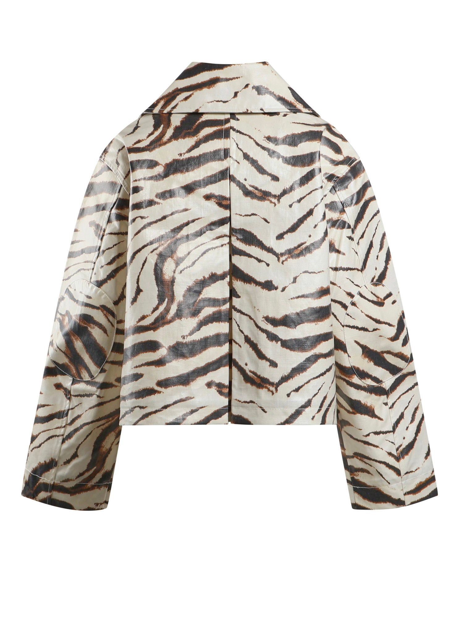 Giubbini  PRINTED LAMINATED COTTON CANVAS BARN JACKET EGRET A1130009 135 135 GANNI