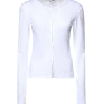 Top  COMPACT POINTELLE RIB JERSEY LS BUTTON TOP BRIGHT WHITE A1040448 151 151 GANNI
