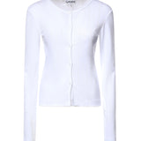 Top  COMPACT POINTELLE RIB JERSEY LS BUTTON TOP BRIGHT WHITE A1040448 151 151 GANNI