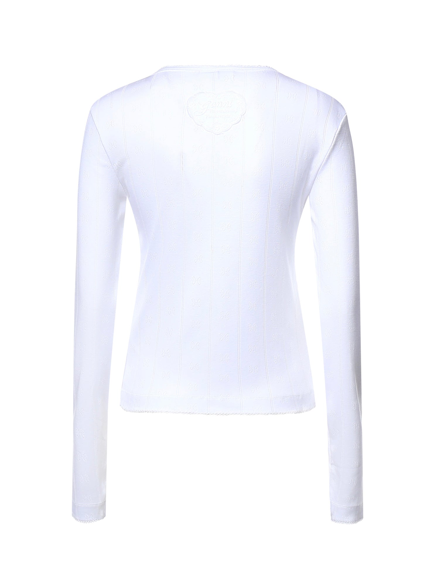 Top  COMPACT POINTELLE RIB JERSEY LS BUTTON TOP BRIGHT WHITE A1040448 151 151 GANNI
