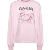 T-shirt BASIC COTTON JERSEY LONGSLEEVE CRAB CHALK PINK A1050242 868 868 GANNI
