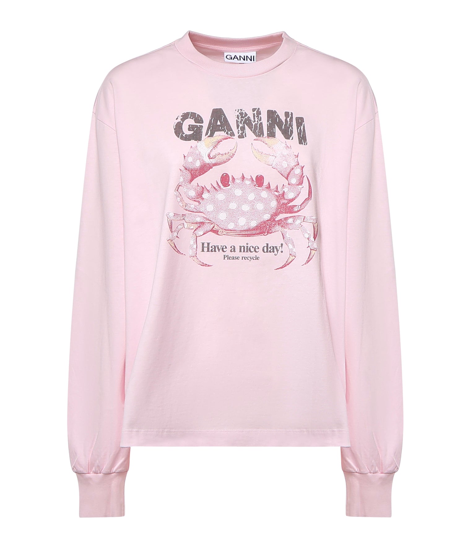 T-shirt BASIC COTTON JERSEY LONGSLEEVE CRAB CHALK PINK A1050242 868 868 GANNI