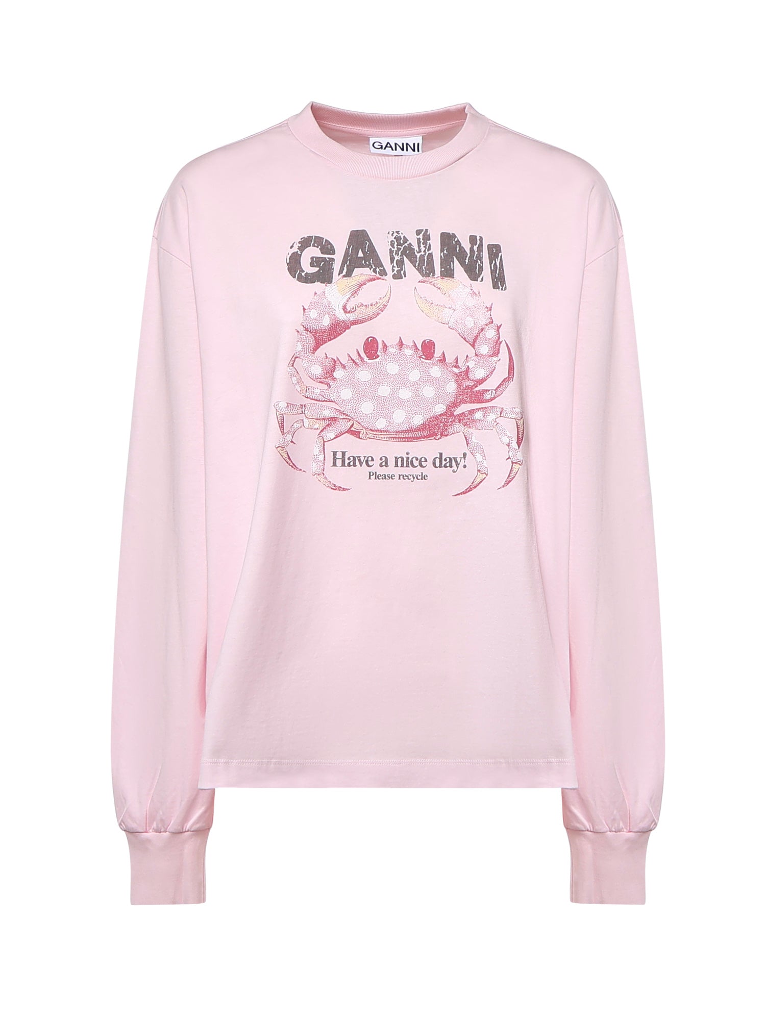 T-shirt BASIC COTTON JERSEY LONGSLEEVE CRAB CHALK PINK A1050242 868 868 GANNI