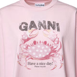T-shirt BASIC COTTON JERSEY LONGSLEEVE CRAB CHALK PINK A1050242 868 868 GANNI