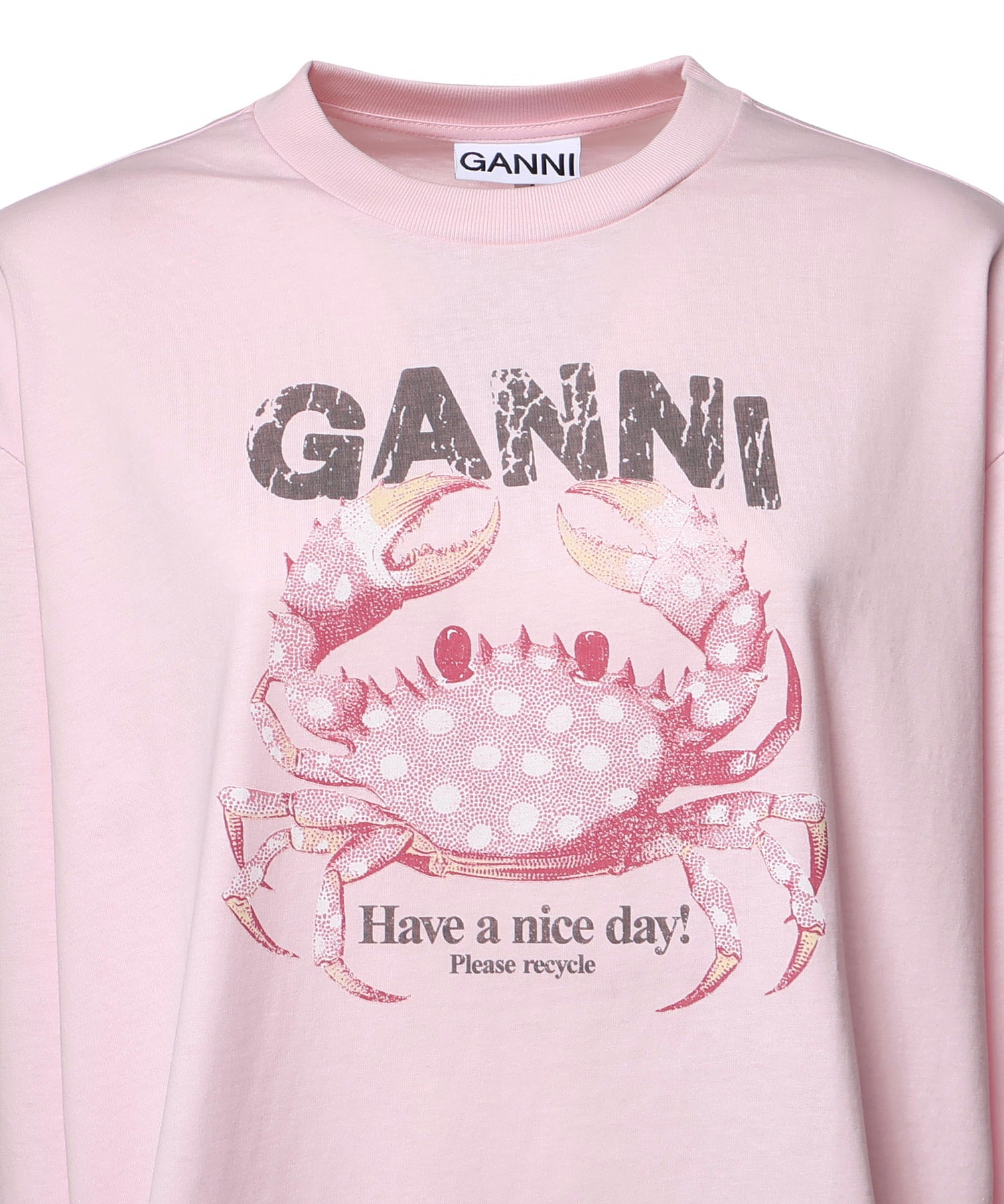T-shirt BASIC COTTON JERSEY LONGSLEEVE CRAB CHALK PINK A1050242 868 868 GANNI