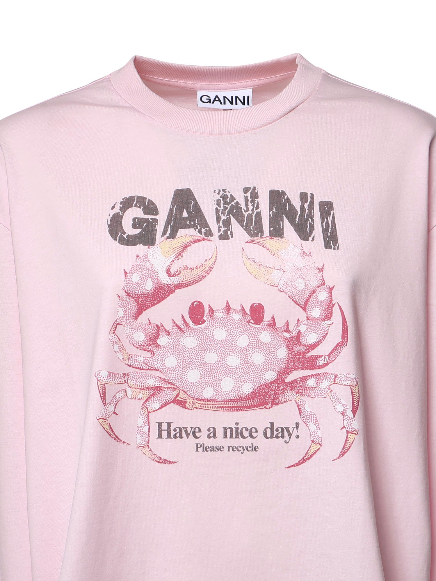 T-shirt BASIC COTTON JERSEY LONGSLEEVE CRAB CHALK PINK A1050242 868 868 GANNI