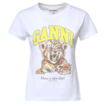 T-shirt BASIC COTTON JERSEY BABY FIT TIGER BRIGHT WHITE A1050258 151 151 GANNI
