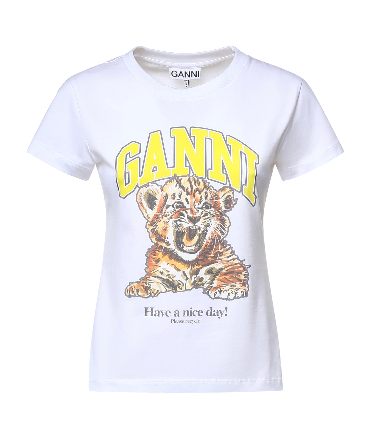 T-shirt BASIC COTTON JERSEY BABY FIT TIGER BRIGHT WHITE A1050258 151 151 GANNI