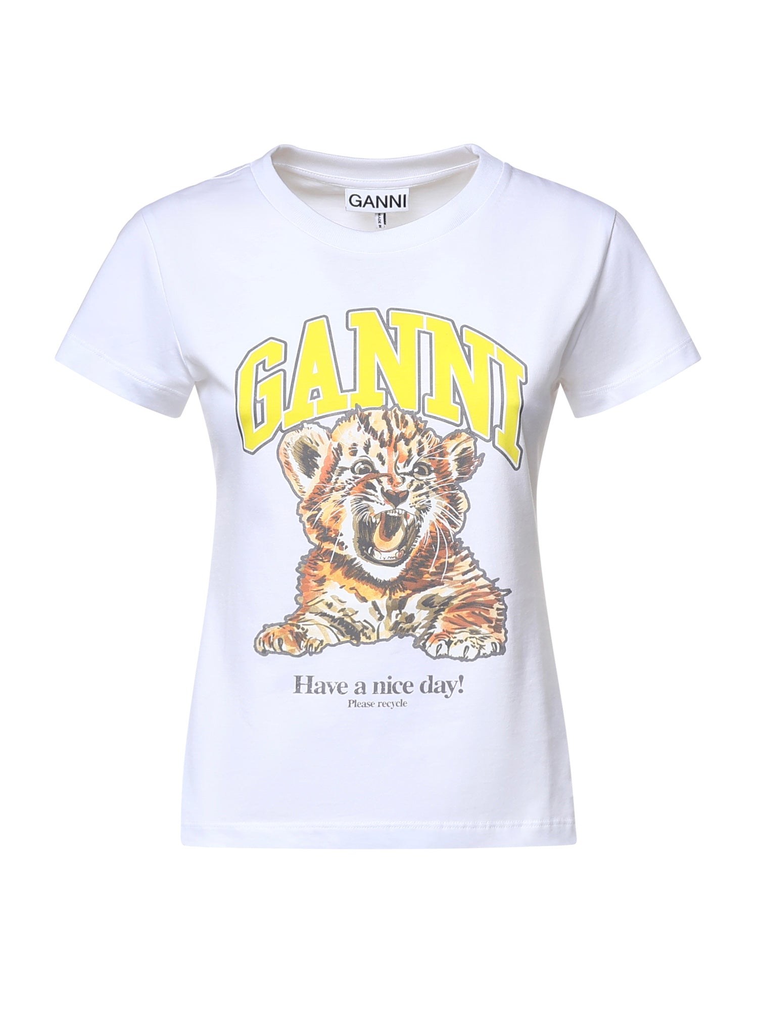 T-shirt BASIC COTTON JERSEY BABY FIT TIGER BRIGHT WHITE A1050258 151 151 GANNI