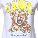 T-shirt BASIC COTTON JERSEY BABY FIT TIGER BRIGHT WHITE A1050258 151 151 GANNI