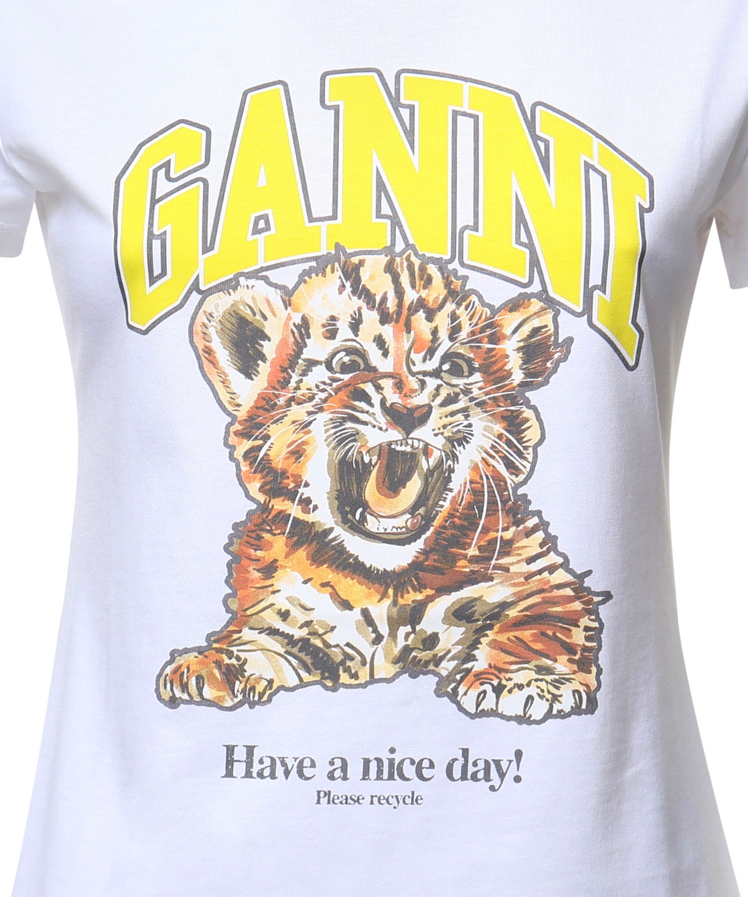 T-shirt BASIC COTTON JERSEY BABY FIT TIGER BRIGHT WHITE A1050258 151 151 GANNI