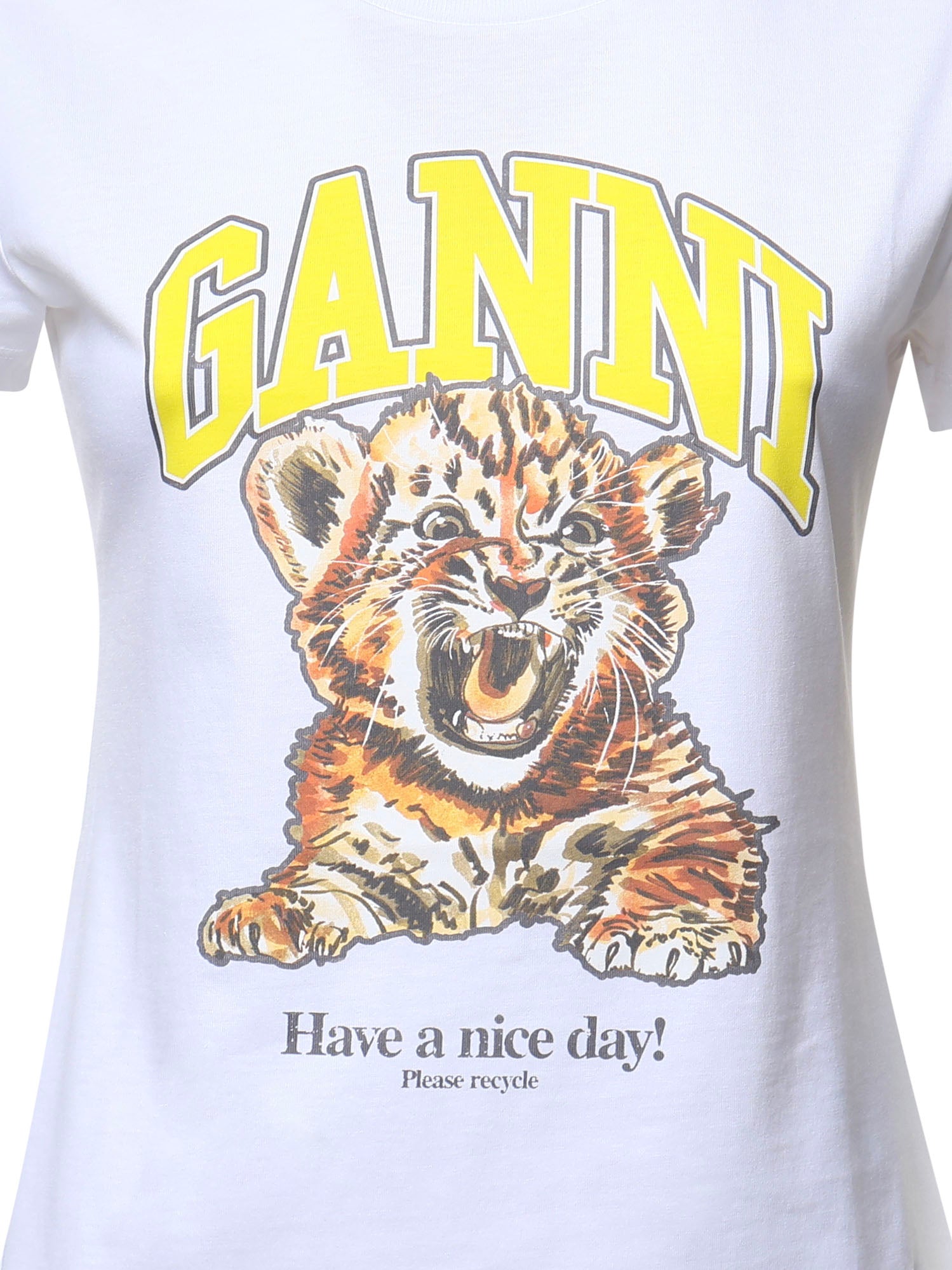 T-shirt BASIC COTTON JERSEY BABY FIT TIGER BRIGHT WHITE A1050258 151 151 GANNI