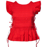 Top  STRETCH COTTON ANGEL SLEEVE SMOCKED TOP GOJI BERRY A1040422 06P 06P GANNI