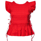 Top  STRETCH COTTON ANGEL SLEEVE SMOCKED TOP GOJI BERRY A1040422 06P 06P GANNI
