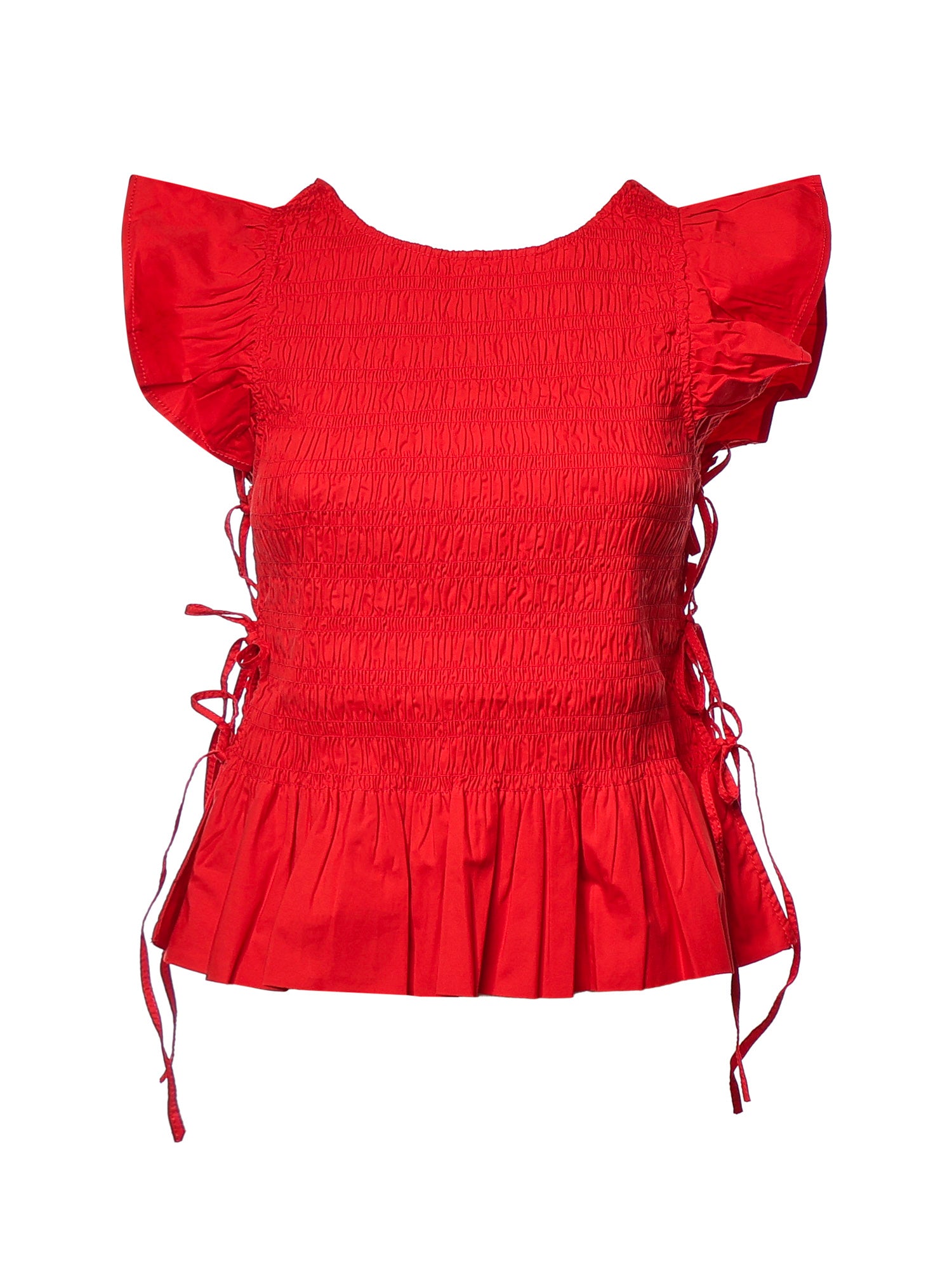 Top  STRETCH COTTON ANGEL SLEEVE SMOCKED TOP GOJI BERRY A1040422 06P 06P GANNI